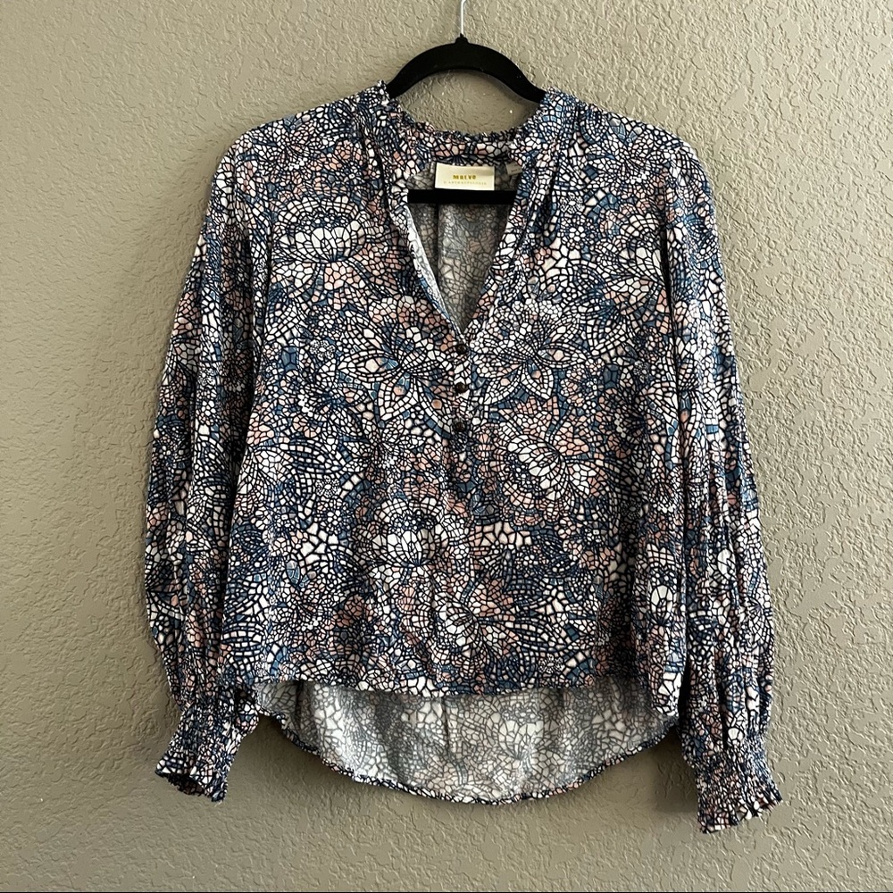 Anthropologie Maeve Purple/pink Mosaic Blouse SZ Small